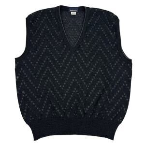 Vintage 90s Virgin Wool Sweater Vest Charcoal V-Neck Mark Shale Sz L